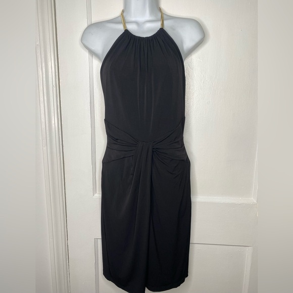 Boston Proper Dresses & Skirts - BOSTON PROPER Gold Chain Size 6 Black Halter Dress
